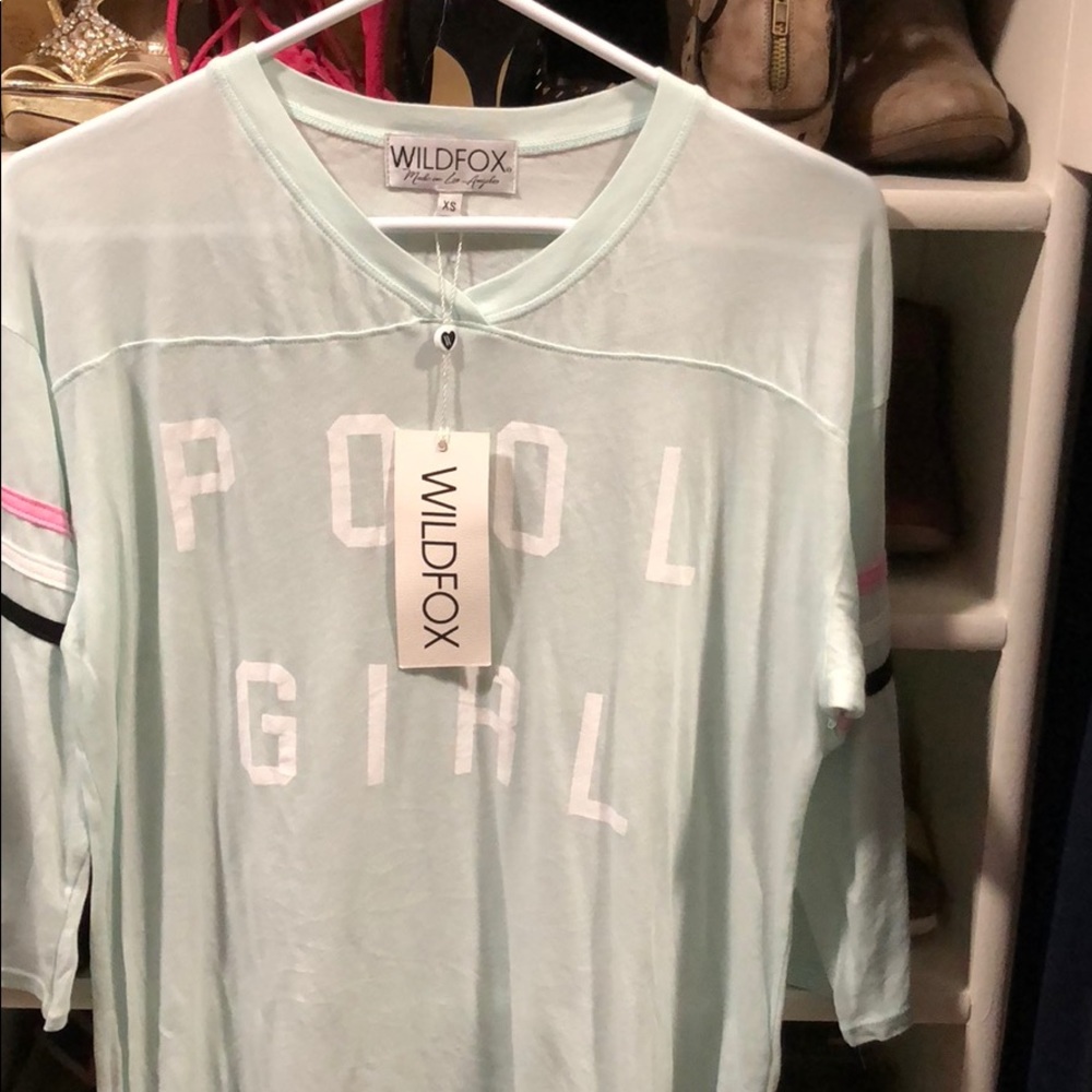 Wildfox “Pool girl” Mint green t-shirt xs coverup